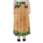 Irish Four Leaf Clovers Wood Print Chiffon Maxi Skirt