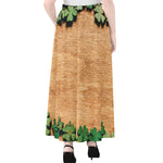 Irish Four Leaf Clovers Wood Print Chiffon Maxi Skirt