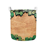 Irish Four Leaf Clovers Wood Print Collapsible Laundry Basket