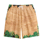 Irish Four Leaf Clovers Wood Print Cotton Shorts