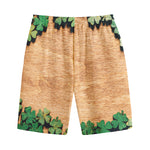 Irish Four Leaf Clovers Wood Print Cotton Shorts