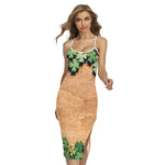 Irish Four Leaf Clovers Wood Print Cross Back Cami Dress
