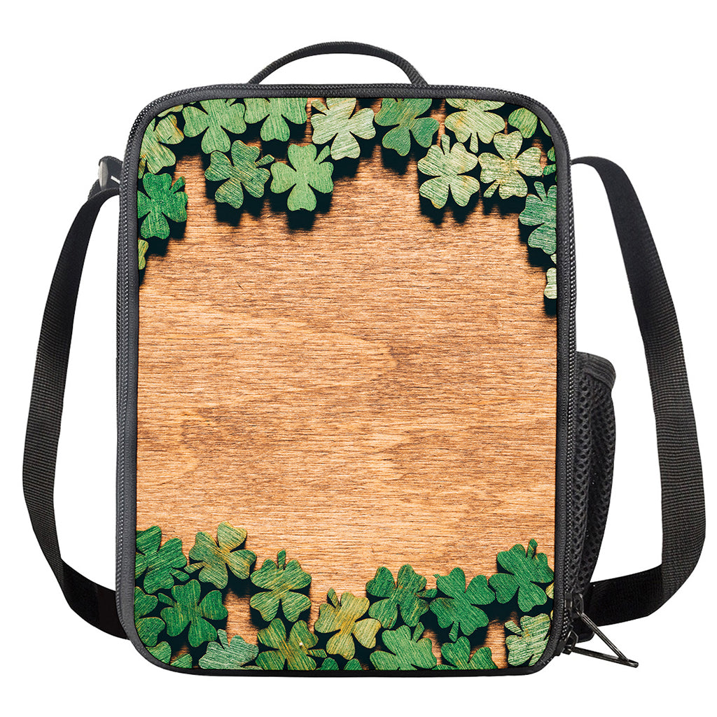 Irish Four Leaf Clovers Wood Print Crossbody Lunch Bag