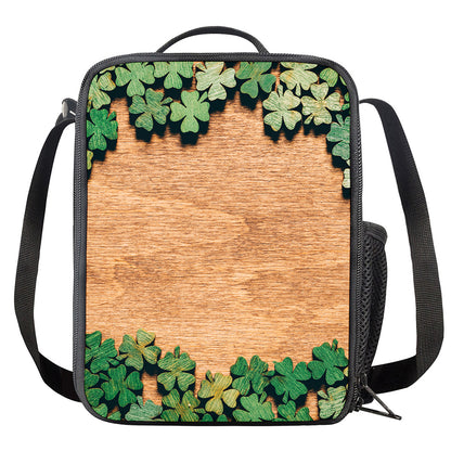 Irish Four Leaf Clovers Wood Print Crossbody Lunch Bag