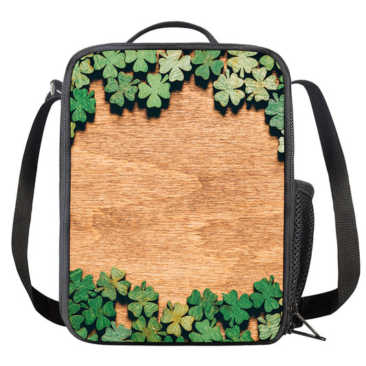 Irish Four Leaf Clovers Wood Print Crossbody Lunch Bag