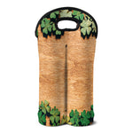 Irish Four Leaf Clovers Wood Print Double Neoprene Wine Tote