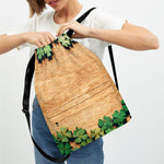 Irish Four Leaf Clovers Wood Print Drawstring Backpack