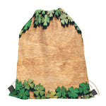 Irish Four Leaf Clovers Wood Print Drawstring Bag