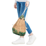 Irish Four Leaf Clovers Wood Print Drawstring Bag