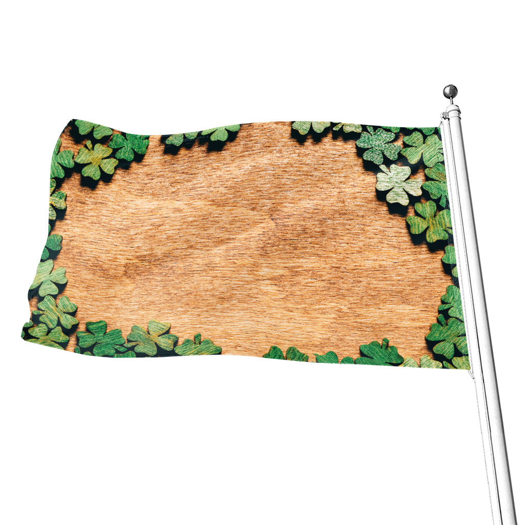 Irish Four Leaf Clovers Wood Print Flag
