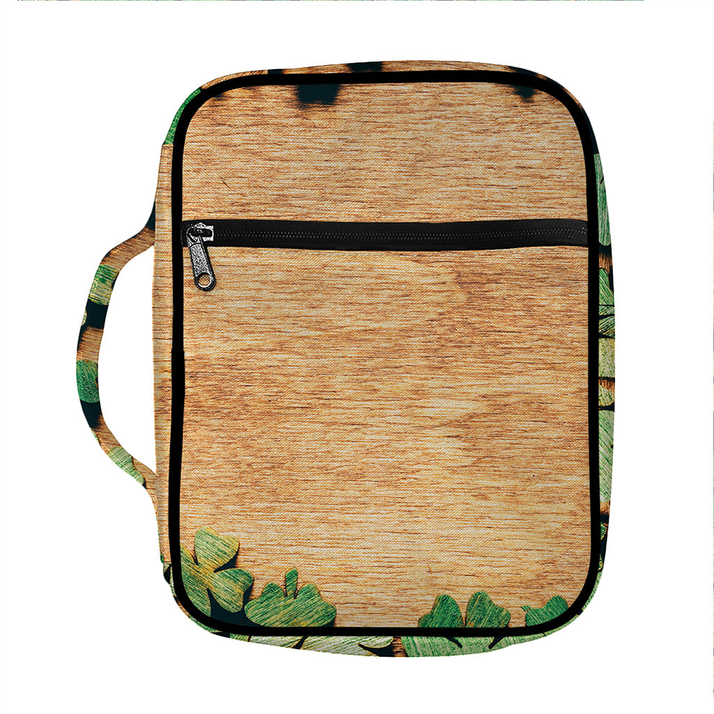 Irish Four Leaf Clovers Wood Print Front Pocket Bible Bag