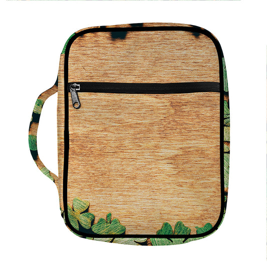 Irish Four Leaf Clovers Wood Print Front Pocket Bible Bag