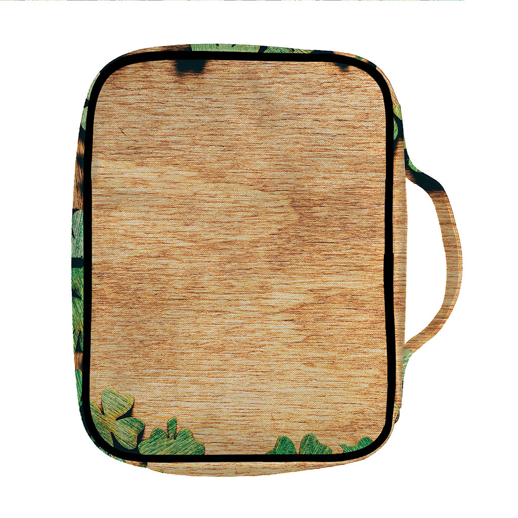 Irish Four Leaf Clovers Wood Print Front Pocket Bible Bag