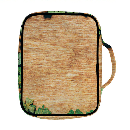 Irish Four Leaf Clovers Wood Print Front Pocket Bible Bag
