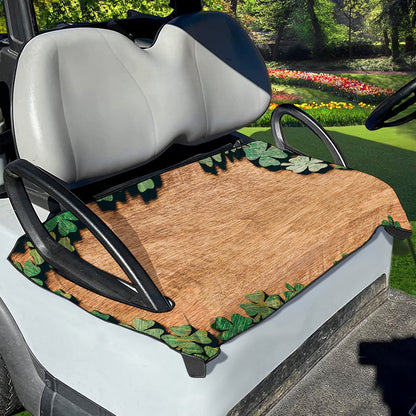 Irish Four Leaf Clovers Wood Print Golf Cart Seat Cover