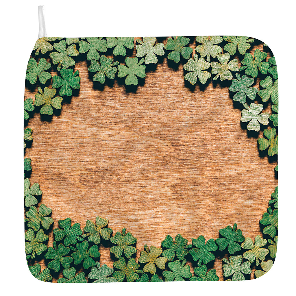 Irish Four Leaf Clovers Wood Print Hand Towel