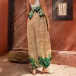 Irish Four Leaf Clovers Wood Print Harem Pants