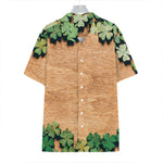 Irish Four Leaf Clovers Wood Print Hawaiian Shirt