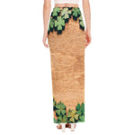 Irish Four Leaf Clovers Wood Print High Slit Maxi Skirt