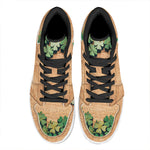 Irish Four Leaf Clovers Wood Print High Top Leather Sneakers