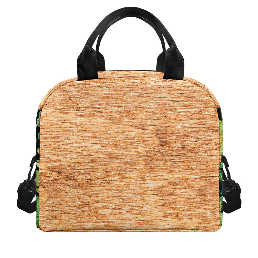 Irish Four Leaf Clovers Wood Print Insulated Lunch Bag