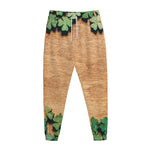 Irish Four Leaf Clovers Wood Print Jogger Pants
