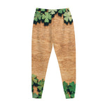 Irish Four Leaf Clovers Wood Print Jogger Pants