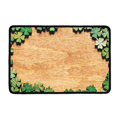 Irish Four Leaf Clovers Wood Print Kitchen Mat