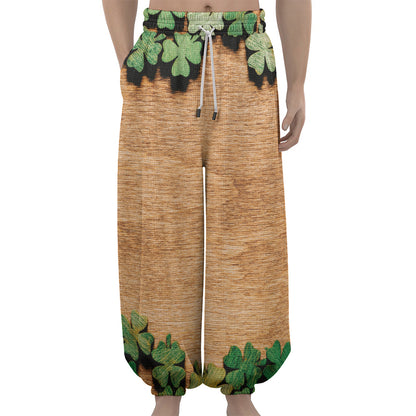 Irish Four Leaf Clovers Wood Print Lantern Pants