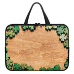 Irish Four Leaf Clovers Wood Print Laptop Sleeve With Handle