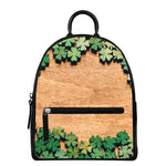 Irish Four Leaf Clovers Wood Print Leather Backpack