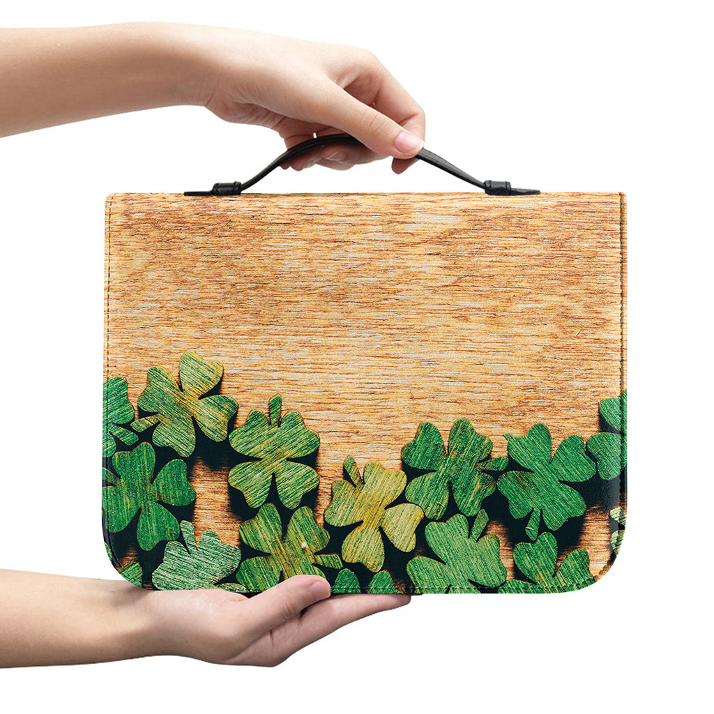 Irish Four Leaf Clovers Wood Print Leather Bible Cover