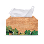 Irish Four Leaf Clovers Wood Print Leather Tissue Box Cover