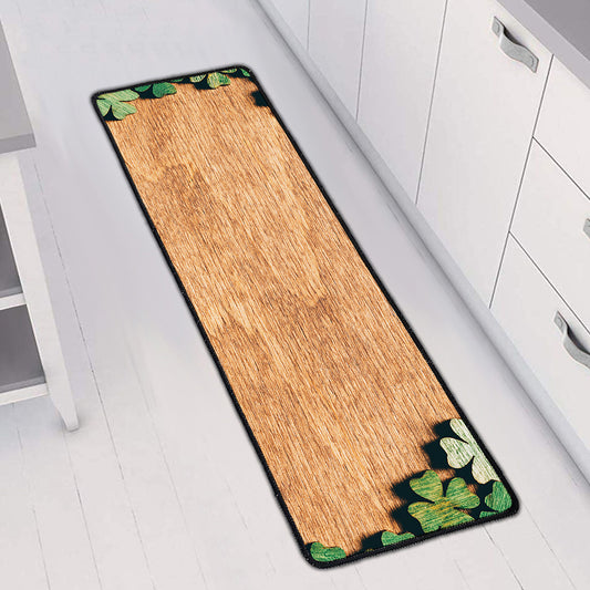 Irish Four Leaf Clovers Wood Print Long Kitchen Mat