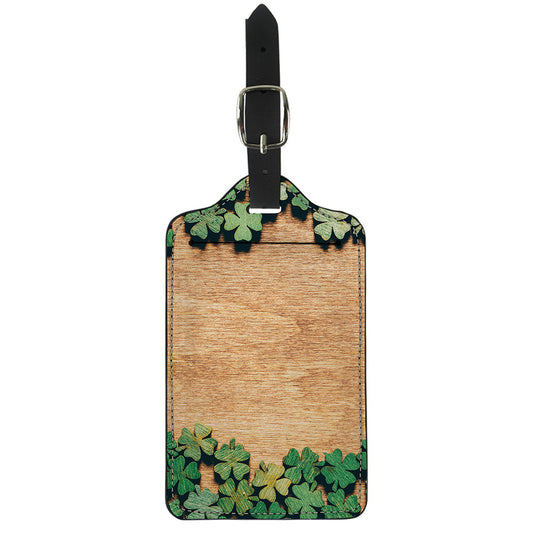 Irish Four Leaf Clovers Wood Print Luggage Tag