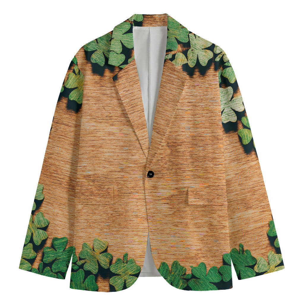 Irish Four Leaf Clovers Wood Print Men's Blazer