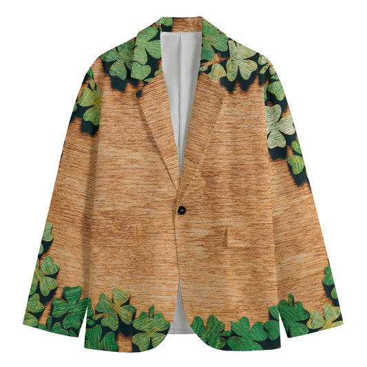 Irish Four Leaf Clovers Wood Print Men's Blazer