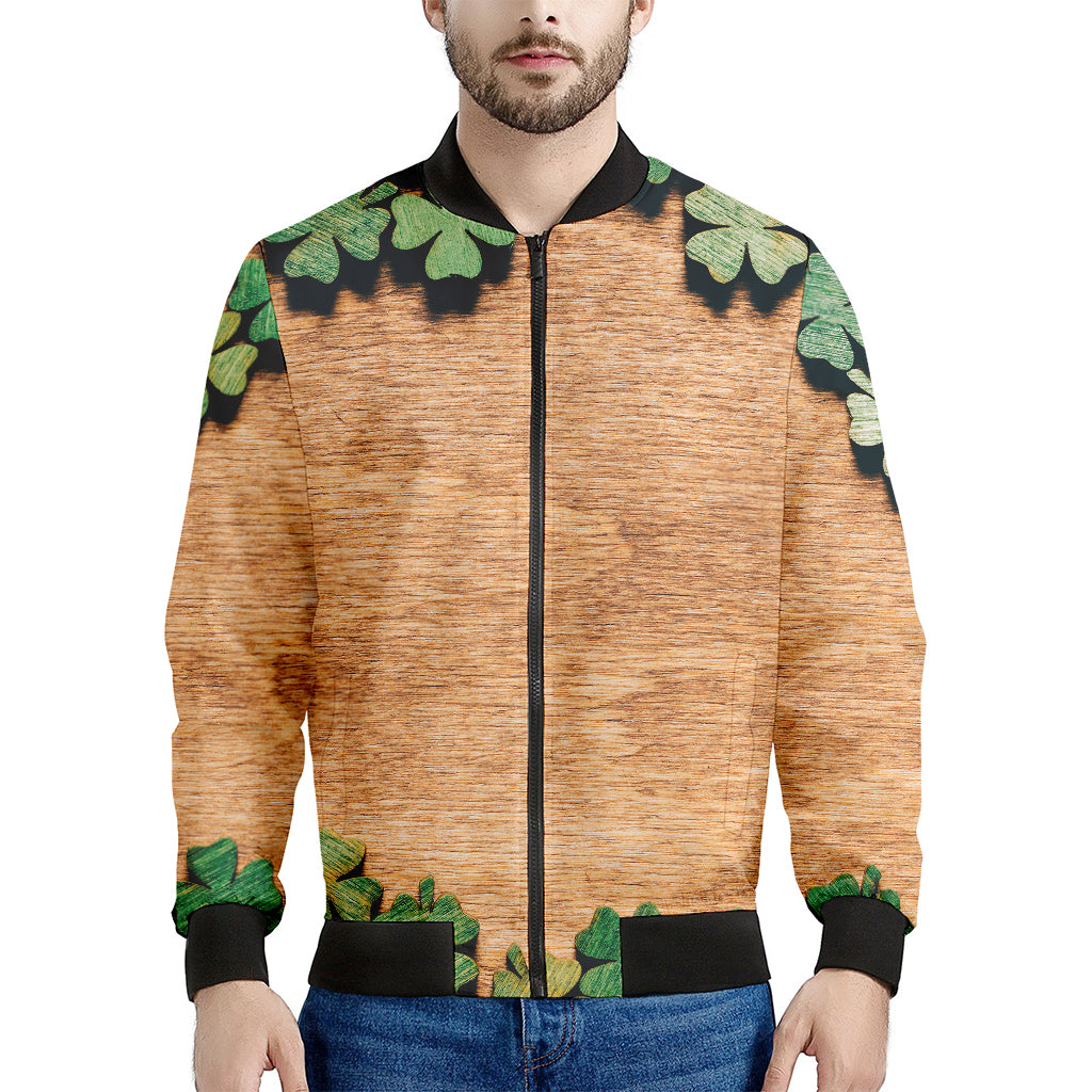 Irish Four Leaf Clovers Wood Print Men's Bomber Jacket