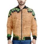 Irish Four Leaf Clovers Wood Print Men's Bomber Jacket