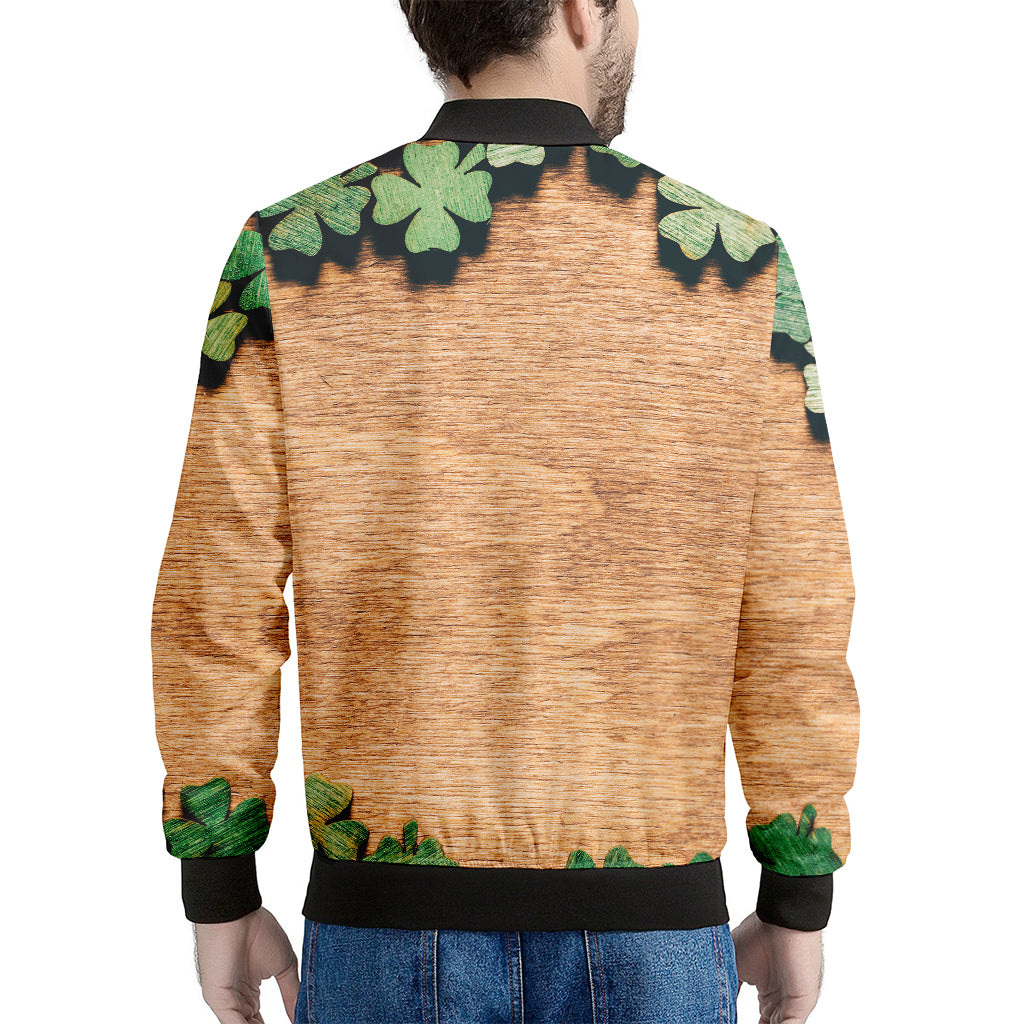 Irish Four Leaf Clovers Wood Print Men's Bomber Jacket
