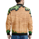 Irish Four Leaf Clovers Wood Print Men's Bomber Jacket