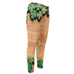 Irish Four Leaf Clovers Wood Print Men's Compression Pants