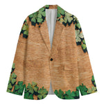 Irish Four Leaf Clovers Wood Print Men's Cotton Blazer
