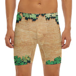Irish Four Leaf Clovers Wood Print Men's Long Boxer Briefs