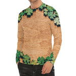 Irish Four Leaf Clovers Wood Print Men's Long Sleeve Rash Guard