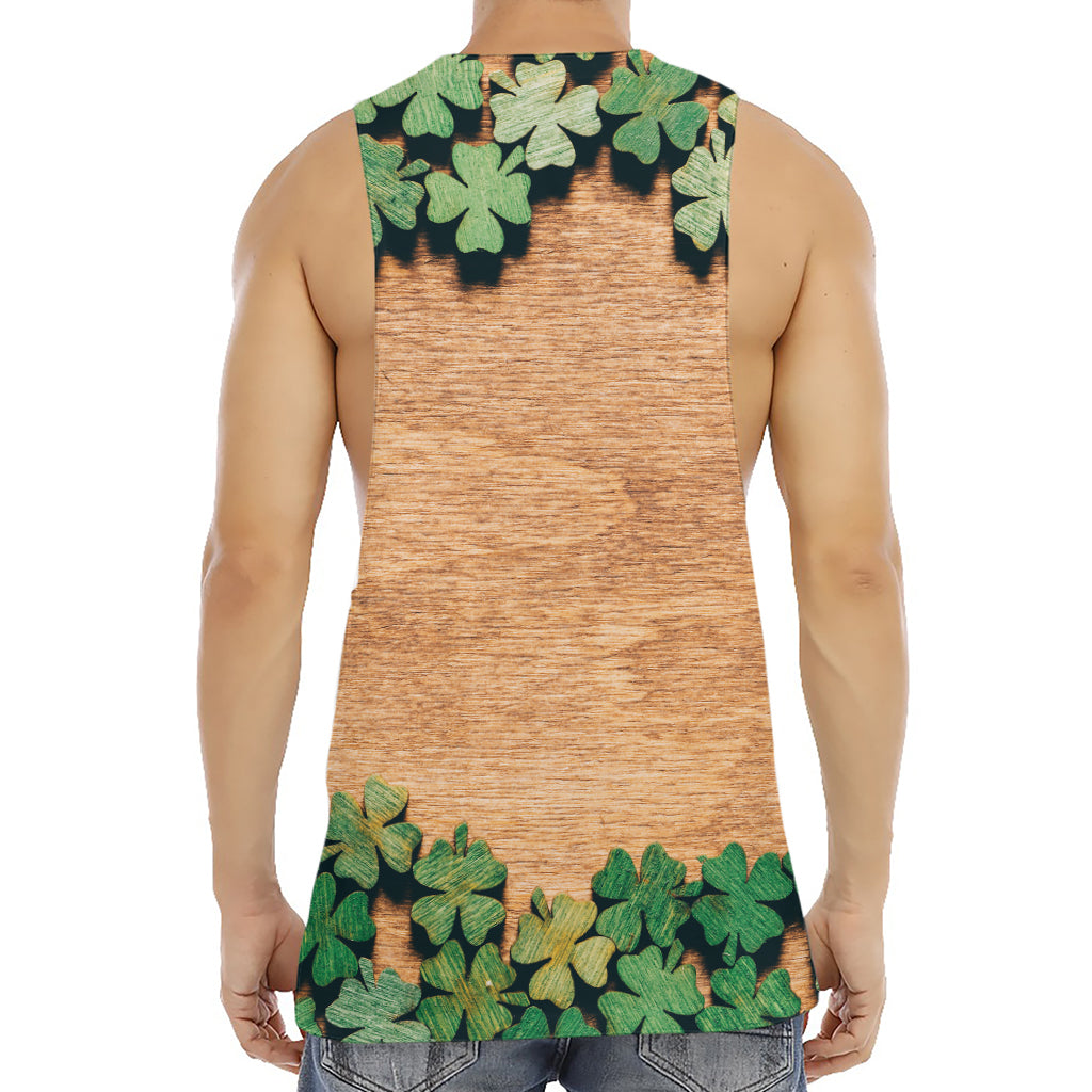 Irish Four Leaf Clovers Wood Print Men's Muscle Tank Top