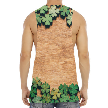 Irish Four Leaf Clovers Wood Print Men's Muscle Tank Top