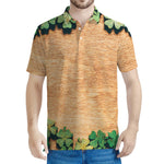 Irish Four Leaf Clovers Wood Print Men's Polo Shirt
