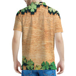 Irish Four Leaf Clovers Wood Print Men's Polo Shirt