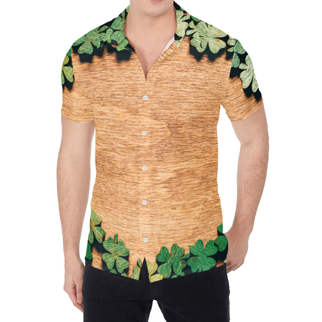 Irish Four Leaf Clovers Wood Print Men's Shirt
